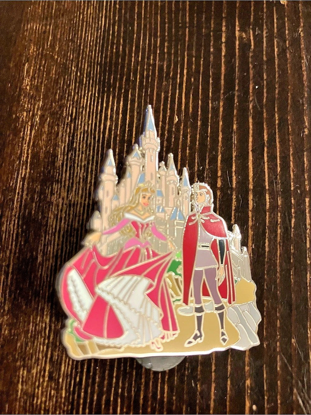 Disney Cinderella Castle Fantasyland Pin Pink & Silver Brooch Like New
